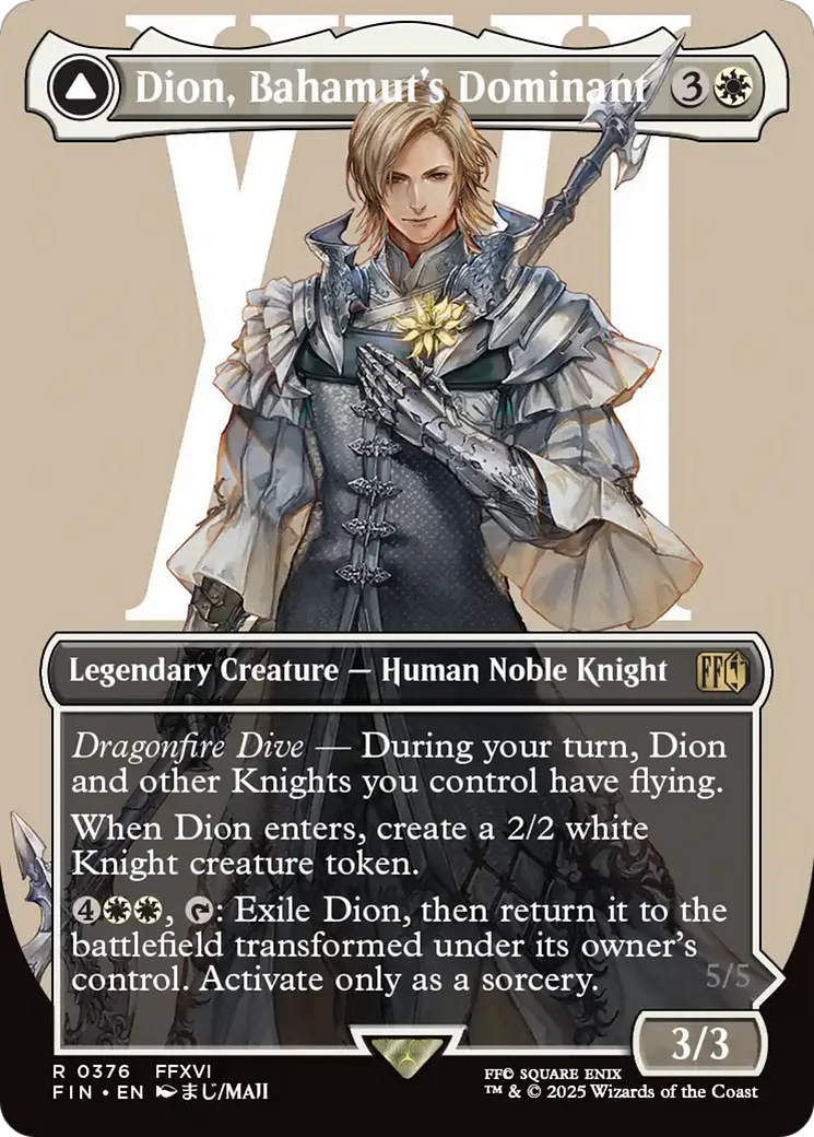 Dion, Bahamut's Dominant // Bahamut, Warden of Light (FIN-376) - FINAL FANTASY: (enchantment) (Borderless) Foil - Image 2