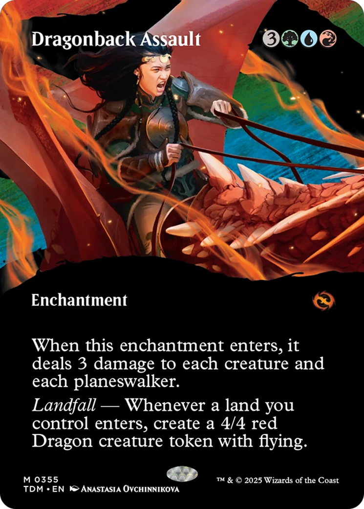 Dragonback Assault (TDM-355) - Tarkir: Dragonstorm: (Showcase, enchantment) (Borderless) Foil