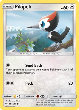 Pikipek (164) 164/214 - SM Lost Thunder Reverse Holofoil